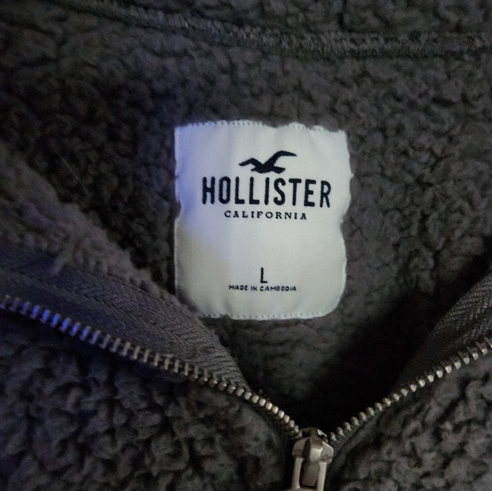 Hollister Charcoal Fleece Half-Zip Jacket - Picture 6 of 9